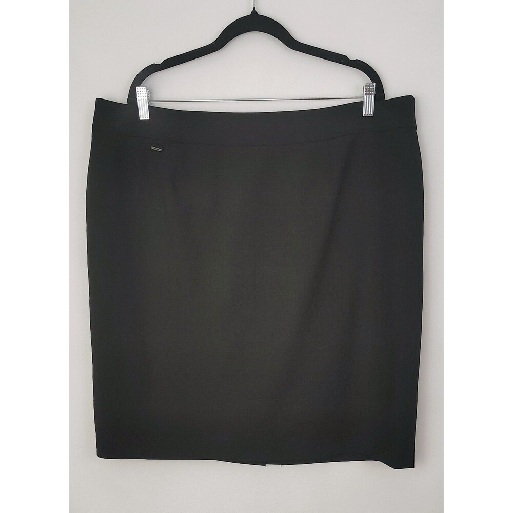 CALVIN KLEIN Women's Lined Career Straight Pencil Skirt Black 18W Kick Pleat